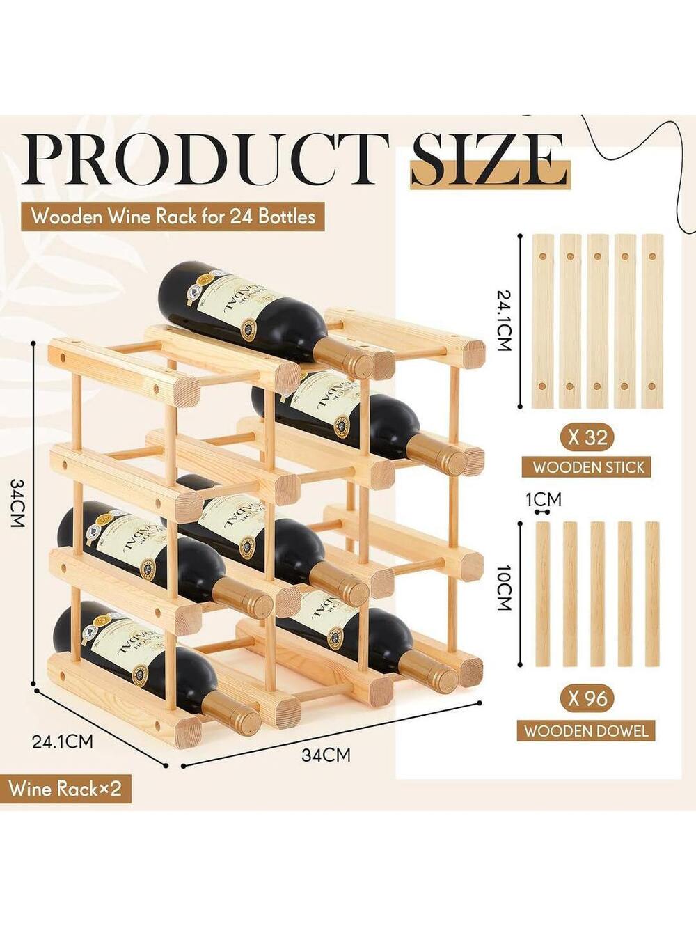 Wooden Wine Cellar Racks Stackable Modular Storage Racks 2 pack - Picture 2 of 5